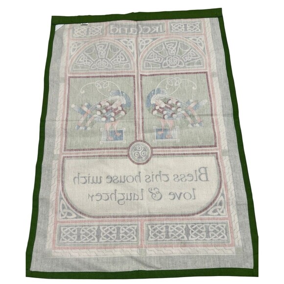 Celtic Irish Tea Towel Wall Hanging ” Bless This House With Love And Laughter” - Picture 5 of 7